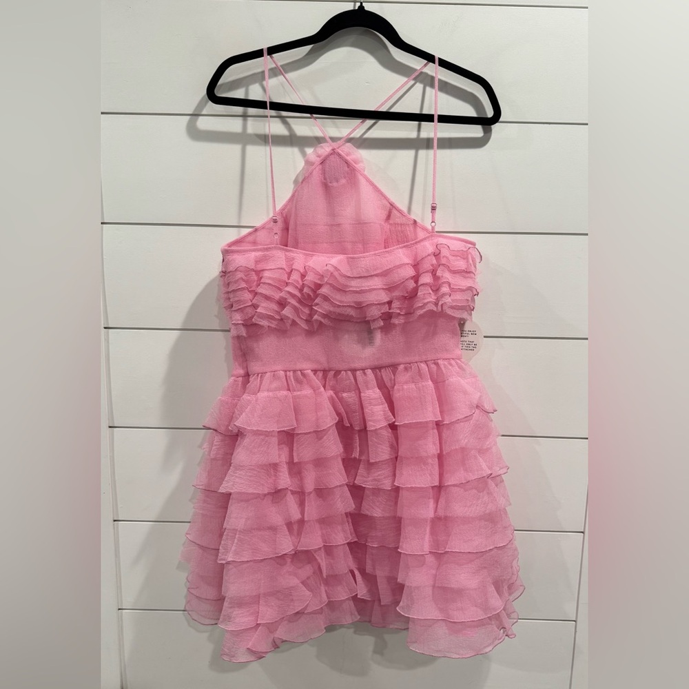 NWT Staud pink Florian ruffled organza mini dress - Picture 8 of 10